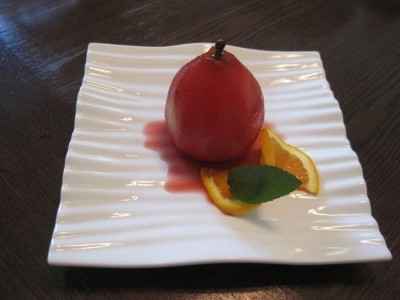 Poached pear in ice wine